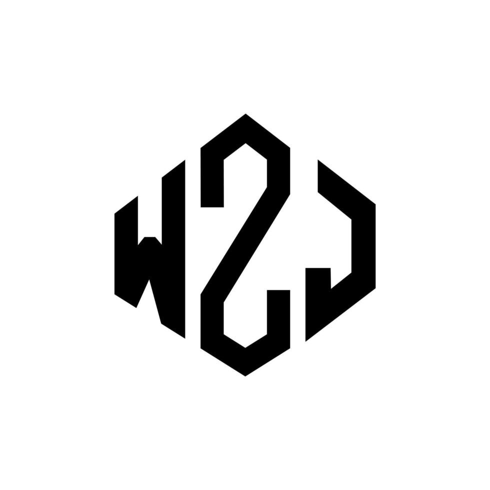 WZJ letter logo design with polygon shape. WZJ polygon and cube shape logo design. WZJ hexagon vector logo template white and black colors. WZJ monogram, business and real estate logo.