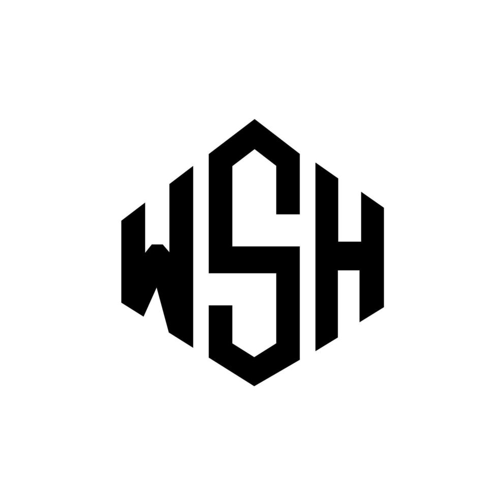 WSH letter logo design with polygon shape. WSH polygon and cube shape logo design. WSH hexagon vector logo template white and black colors. WSH monogram, business and real estate logo.