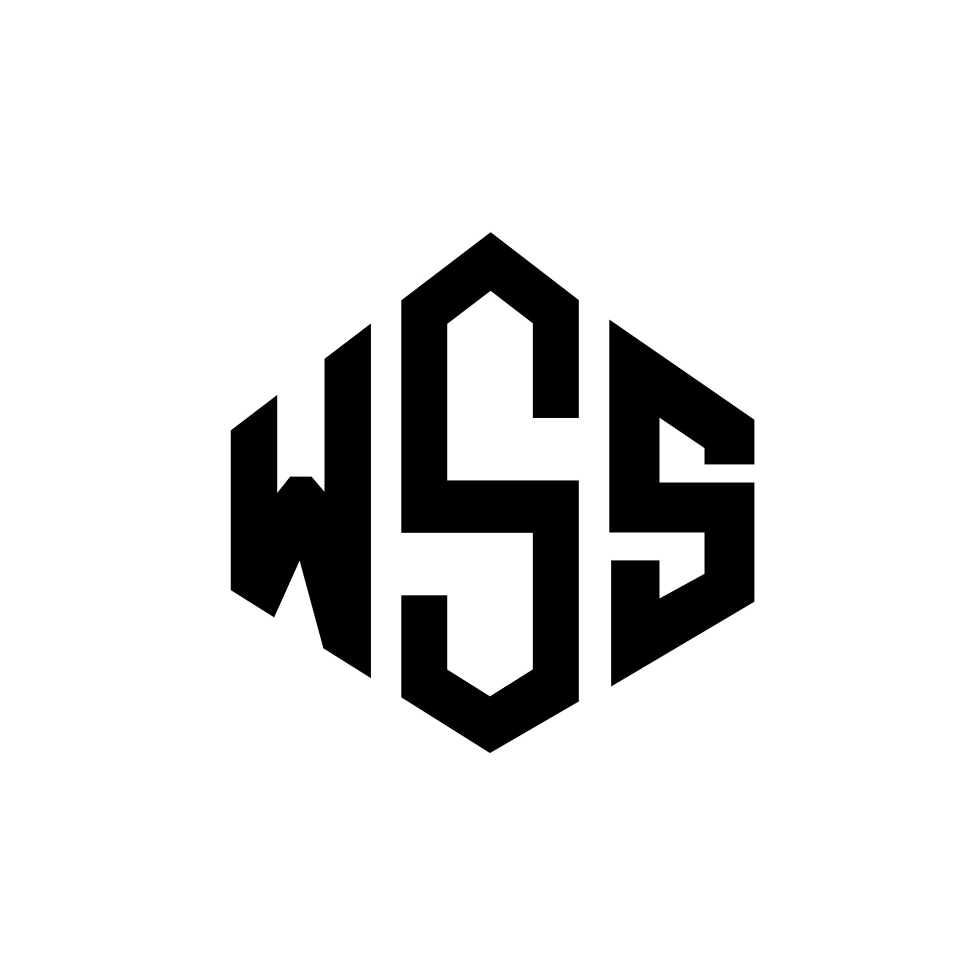 WSS letter logo design with polygon shape WSS polygon and cube shape