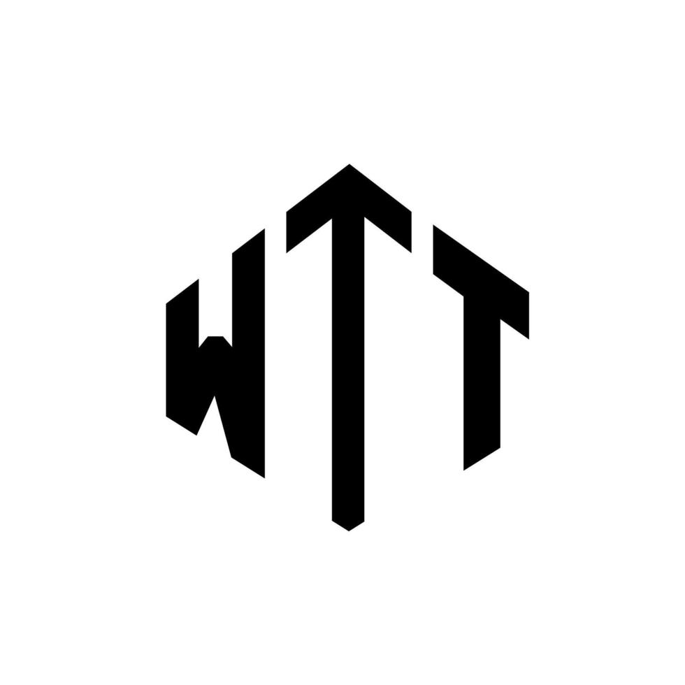 diseño de logotipo de letra wtt con forma de polígono. diseño de logotipo en forma de cubo y polígono wtt. wtt hexágono vector logo plantilla colores blanco y negro. monograma wtt, logotipo comercial y inmobiliario.