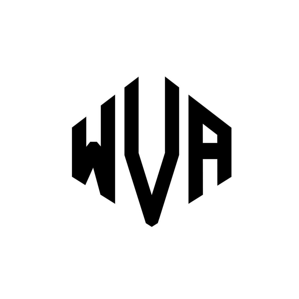 WVA letter logo design with polygon shape. WVA polygon and cube shape logo design. WVA hexagon vector logo template white and black colors. WVA monogram, business and real estate logo.