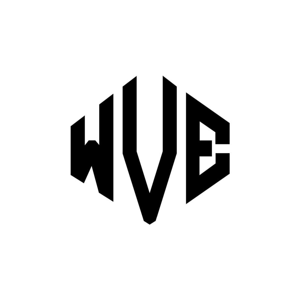 WVE letter logo design with polygon shape. WVE polygon and cube shape logo design. WVE hexagon vector logo template white and black colors. WVE monogram, business and real estate logo.