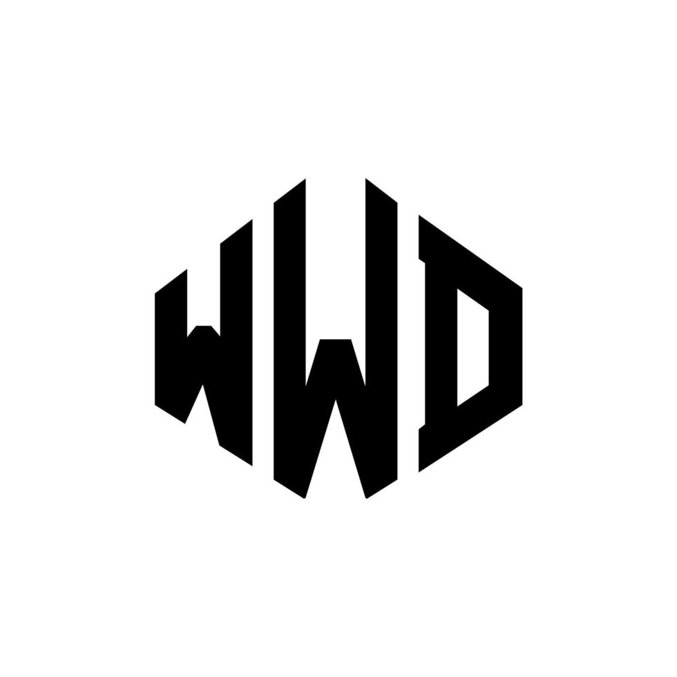 WWD letter logo design with polygon shape. WWD polygon and cube shape logo design. WWD hexagon vector logo template white and black colors. WWD monogram, business and real estate logo.