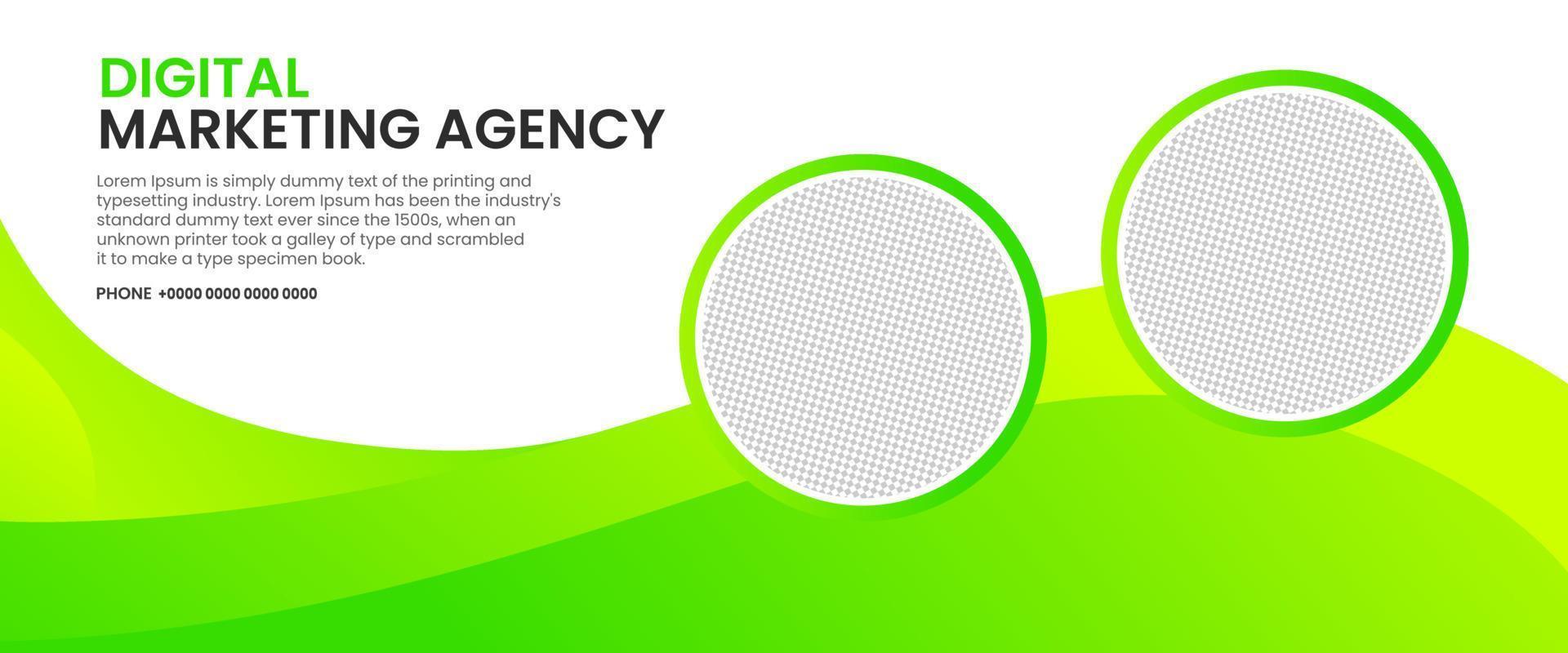 plantilla de diseño de banner promocional para tonos de medios sociales de blanco y verde vector