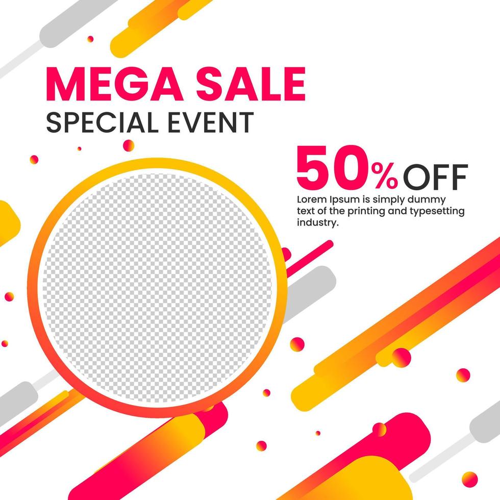 Promotional design template for social media clean white shades vector