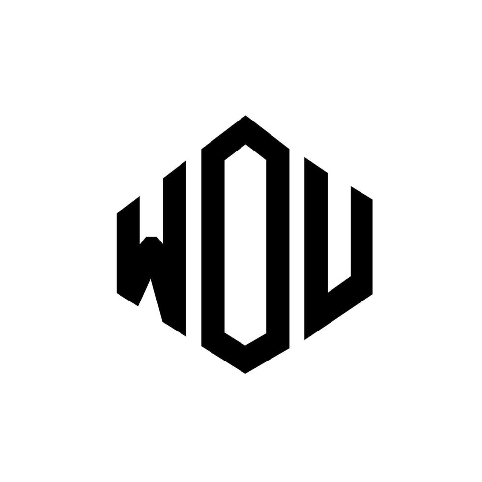 diseño de logotipo de letra wou con forma de polígono. wou polígono y diseño de logotipo en forma de cubo. wou hexágono vector logo plantilla colores blanco y negro. wou monograma, logotipo comercial e inmobiliario.