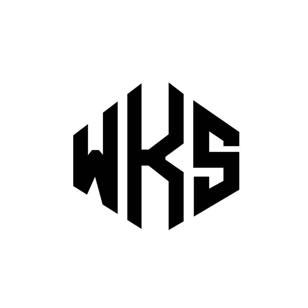 WKS letter logo design with polygon shape. WKS polygon and cube shape logo design. WKS hexagon vector logo template white and black colors. WKS monogram, business and real estate logo.