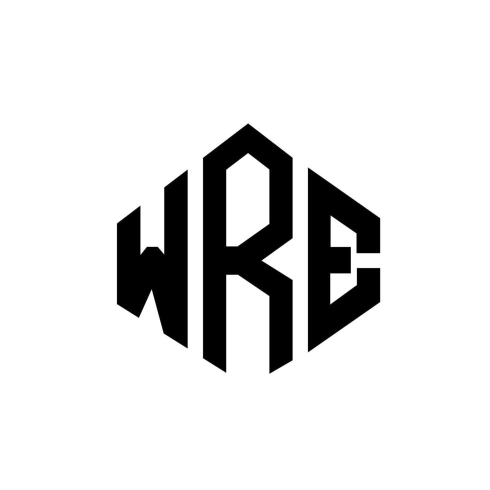 WRE letter logo design with polygon shape. WRE polygon and cube shape logo design. WRE hexagon vector logo template white and black colors. WRE monogram, business and real estate logo.