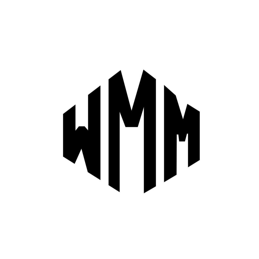 WMM letter logo design with polygon shape. WMM polygon and cube shape logo design. WMM hexagon vector logo template white and black colors. WMM monogram, business and real estate logo.