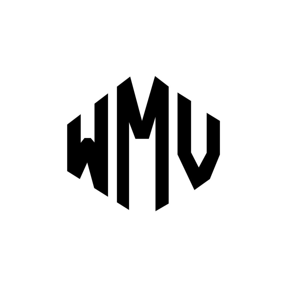 WMV letter logo design with polygon shape. WMV polygon and cube shape logo design. WMV hexagon vector logo template white and black colors. WMV monogram, business and real estate logo.