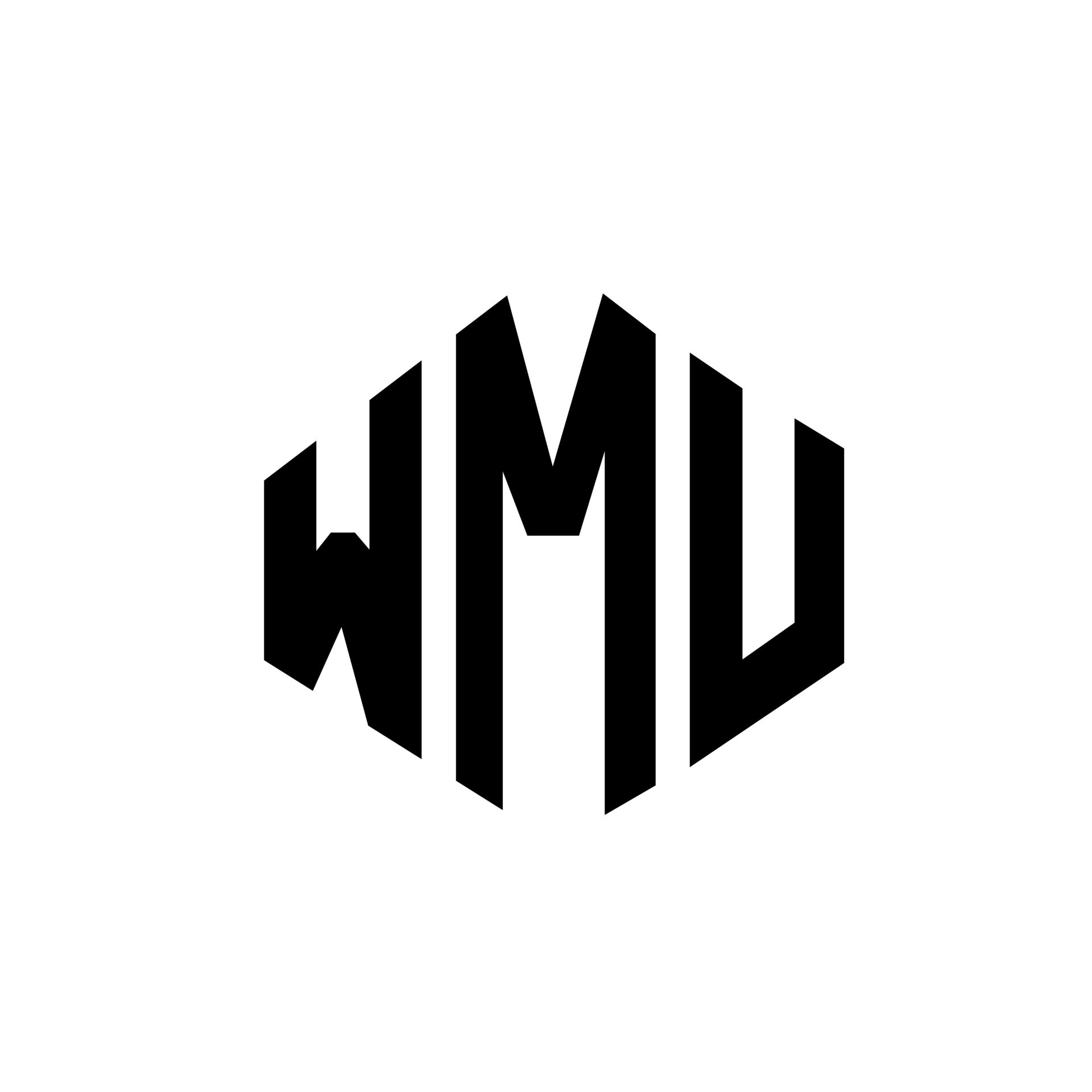 diseño de logotipo de letra wmu con forma de polígono wmu polígono y