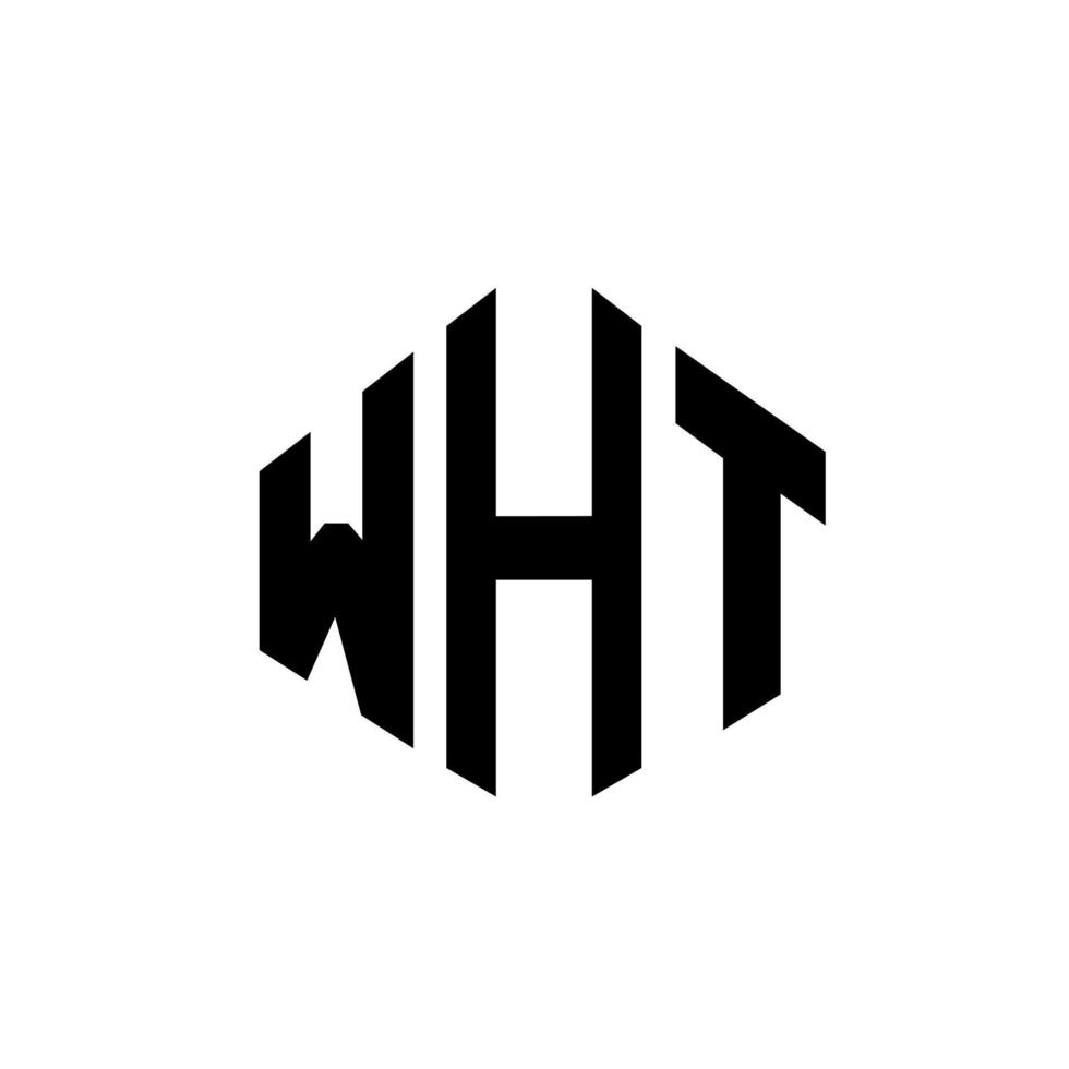 WHT letter logo design with polygon shape. WHT polygon and cube shape logo design. WHT hexagon vector logo template white and black colors. WHT monogram, business and real estate logo.