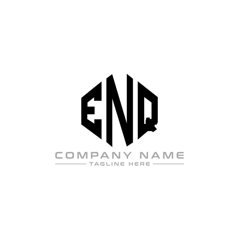 ENQ letter logo design with polygon shape. ENQ polygon and cube shape logo design. ENQ hexagon vector logo template white and black colors. ENQ monogram, business and real estate logo.