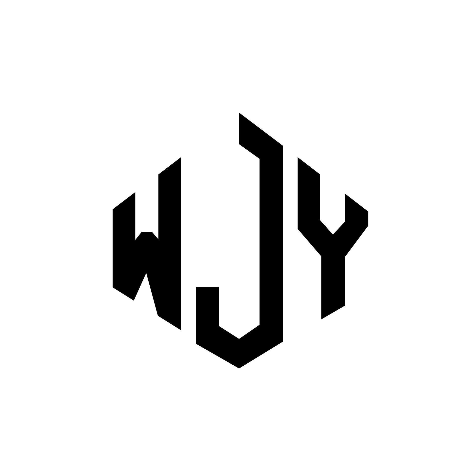 WJY letter logo design with polygon shape. WJY polygon and cube shape