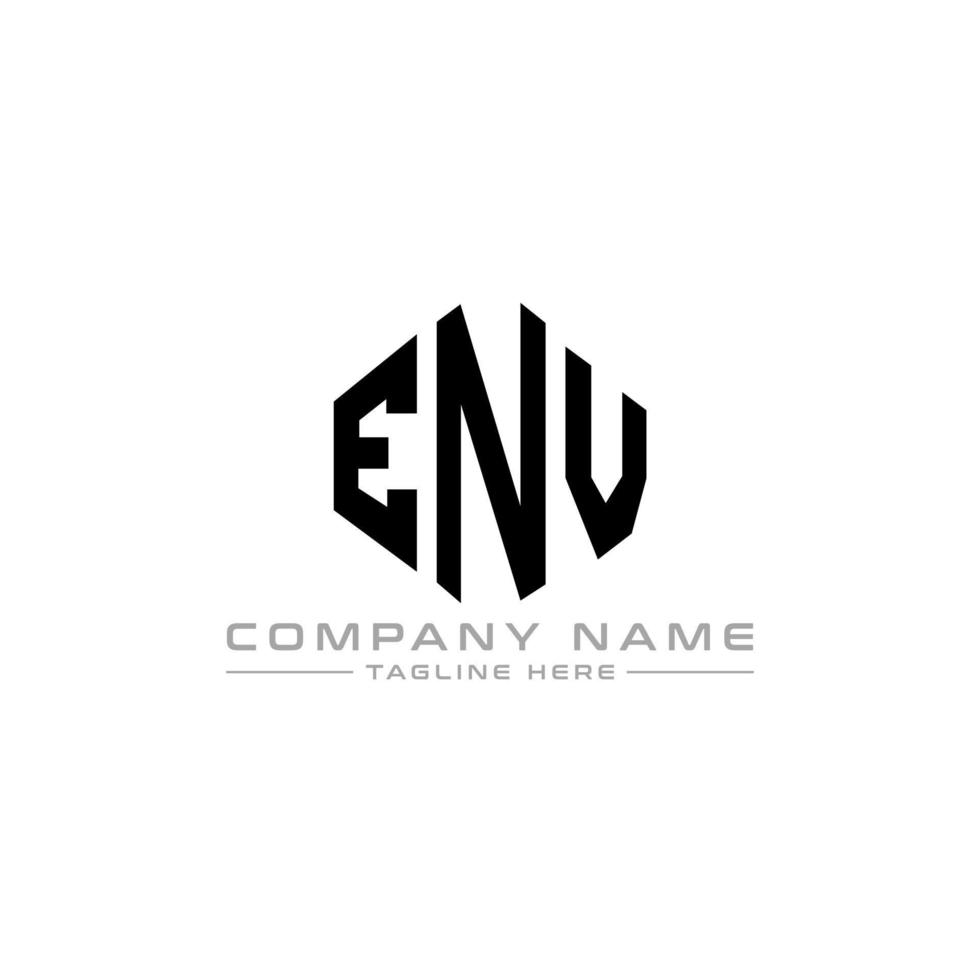 diseño de logotipo de letra env con forma de polígono. diseño de logotipo en forma de cubo y polígono env. env hexágono vector logo plantilla colores blanco y negro. monograma env, logotipo comercial e inmobiliario.