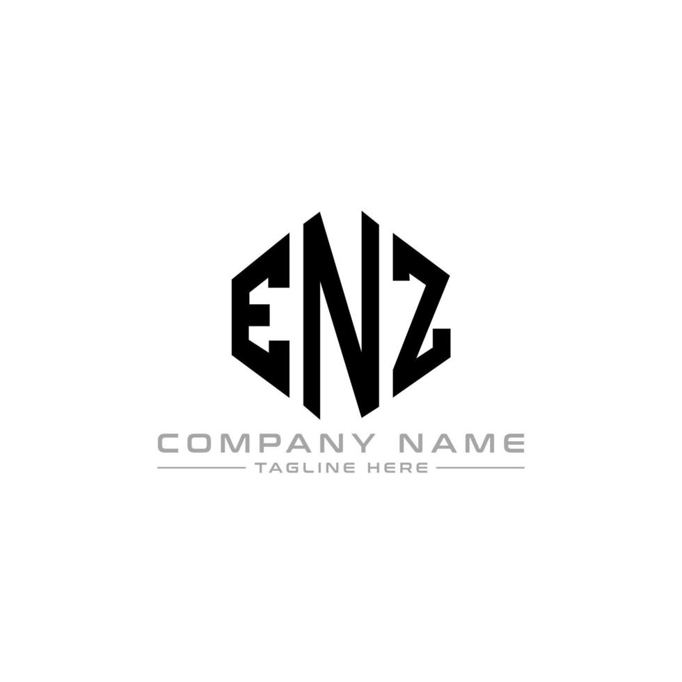 ENZ letter logo design with polygon shape. ENZ polygon and cube shape logo design. ENZ hexagon vector logo template white and black colors. ENZ monogram, business and real estate logo.