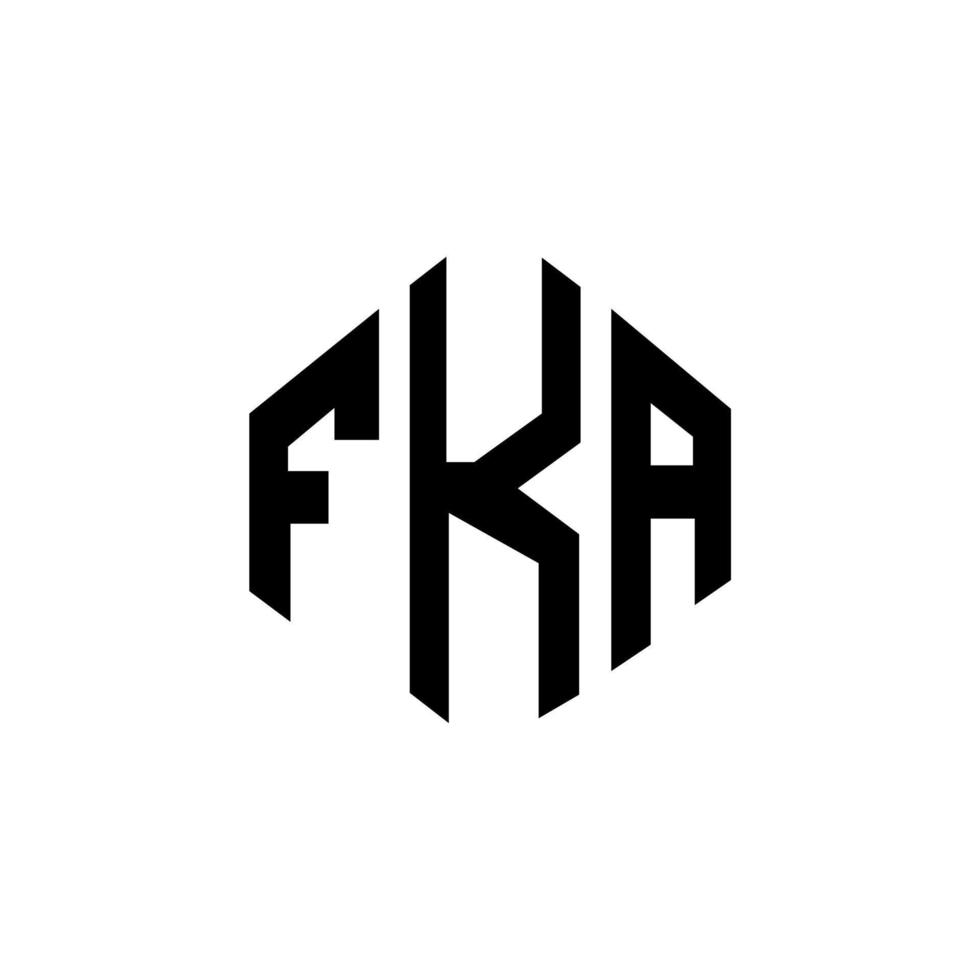 FKA letter logo design with polygon shape. FKA polygon and cube shape logo design. FKA hexagon vector logo template white and black colors. FKA monogram, business and real estate logo.