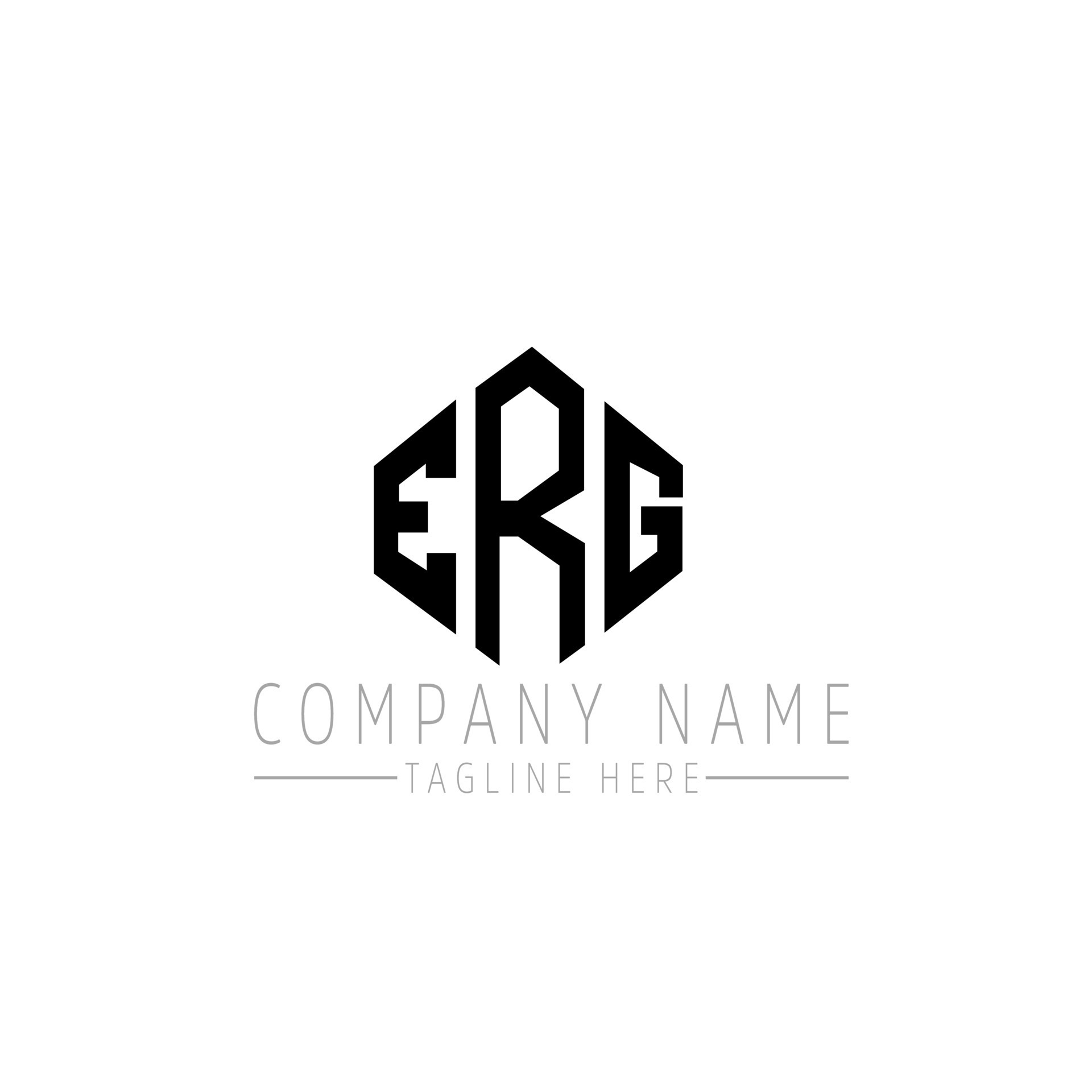ERG letter logo design with polygon shape. ERG polygon and cube shape