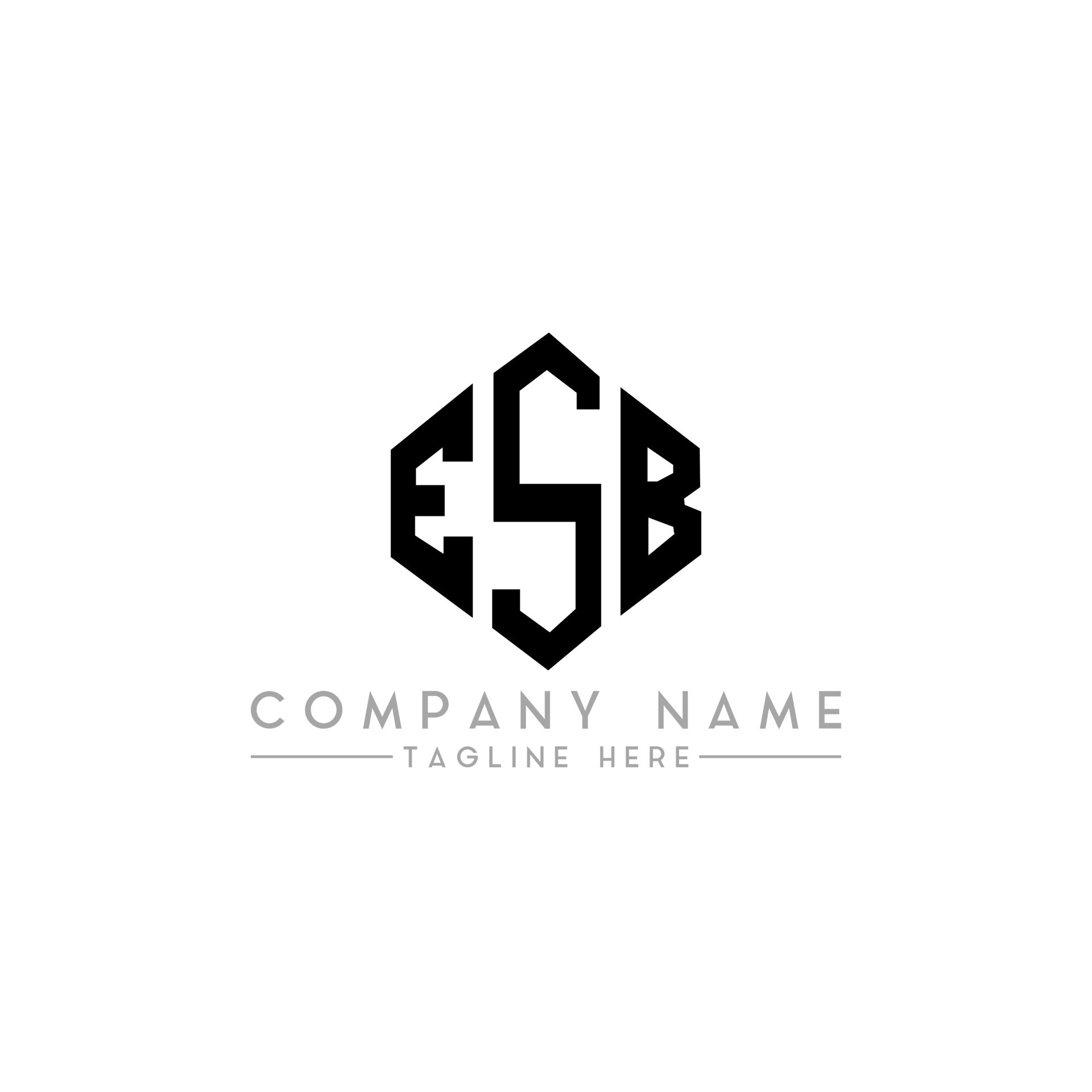 ESB letter logo design with polygon shape ESB polygon and cube shape ESB letter logo design with polygon shape ESB polygon and cube shape