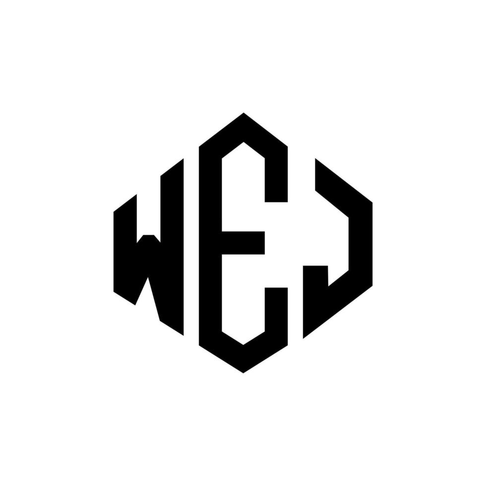 WEJ letter logo design with polygon shape. WEJ polygon and cube shape logo design. WEJ hexagon vector logo template white and black colors. WEJ monogram, business and real estate logo.