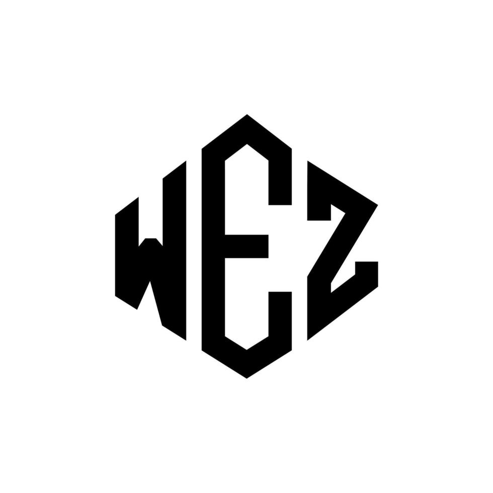 WEZ letter logo design with polygon shape. WEZ polygon and cube shape logo design. WEZ hexagon vector logo template white and black colors. WEZ monogram, business and real estate logo.