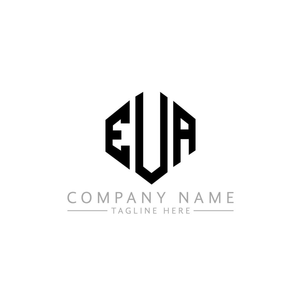 EUA letter logo design with polygon shape. EUA polygon and cube shape logo design. EUA hexagon vector logo template white and black colors. EUA monogram, business and real estate logo.