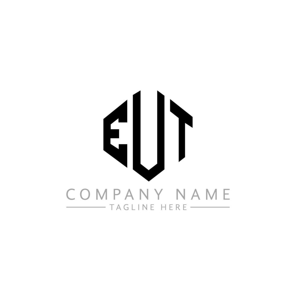 EUT letter logo design with polygon shape. EUT polygon and cube shape logo design. EUT hexagon vector logo template white and black colors. EUT monogram, business and real estate logo.