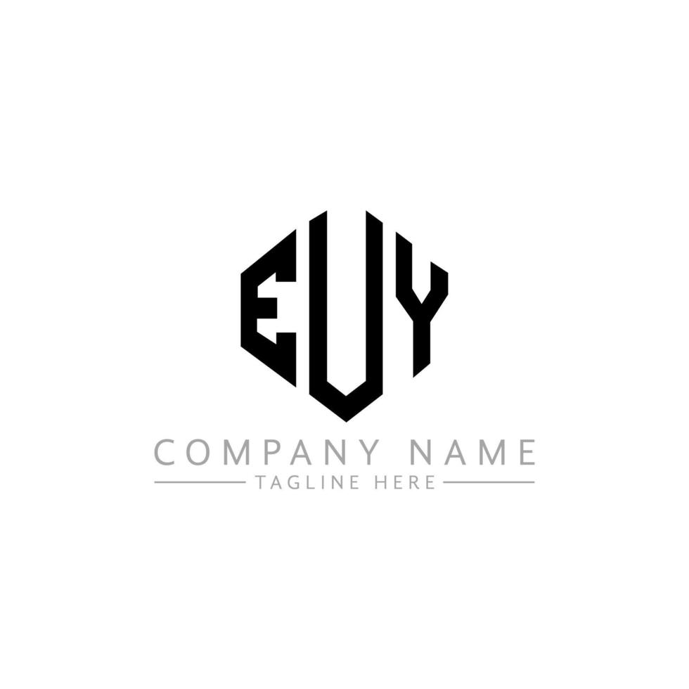 EUY letter logo design with polygon shape. EUY polygon and cube shape logo design. EUY hexagon vector logo template white and black colors. EUY monogram, business and real estate logo.
