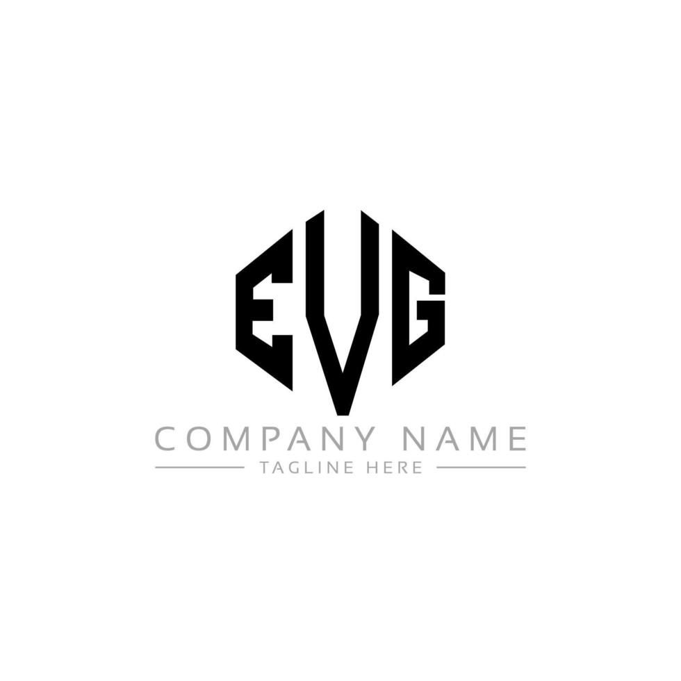 EVG letter logo design with polygon shape. EVG polygon and cube shape logo design. EVG hexagon vector logo template white and black colors. EVG monogram, business and real estate logo.