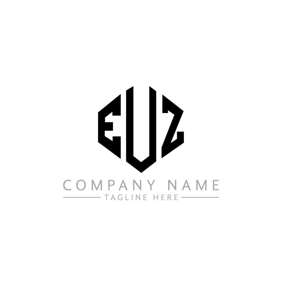 EUZ letter logo design with polygon shape. EUZ polygon and cube shape logo design. EUZ hexagon vector logo template white and black colors. EUZ monogram, business and real estate logo.