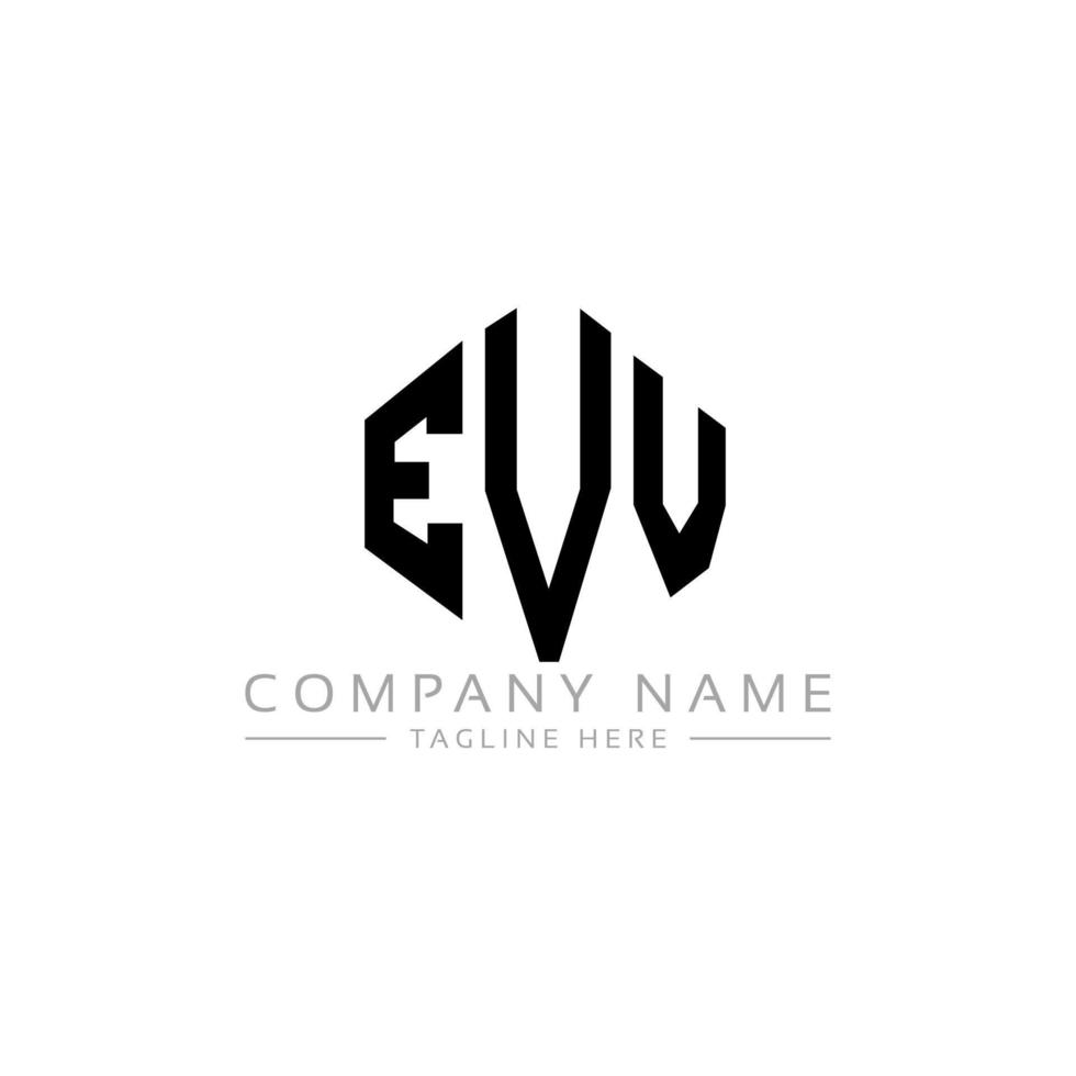 EVV letter logo design with polygon shape. EVV polygon and cube shape logo design. EVV hexagon vector logo template white and black colors. EVV monogram, business and real estate logo.