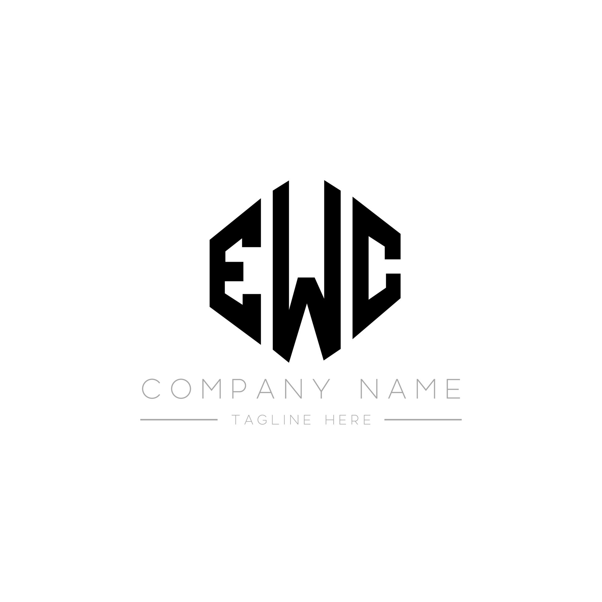 diseño de logotipo de letra ewc con forma de polígono. diseño de