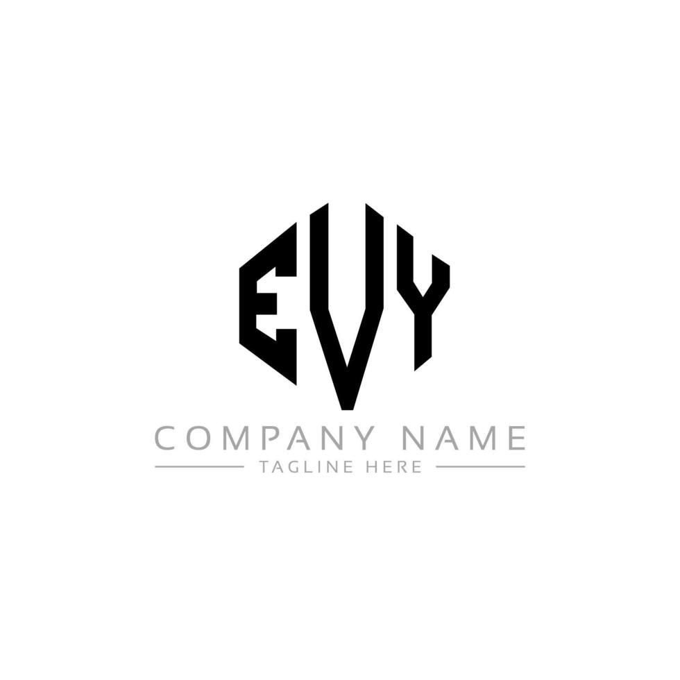EVY letter logo design with polygon shape. EVY polygon and cube shape logo design. EVY hexagon vector logo template white and black colors. EVY monogram, business and real estate logo.