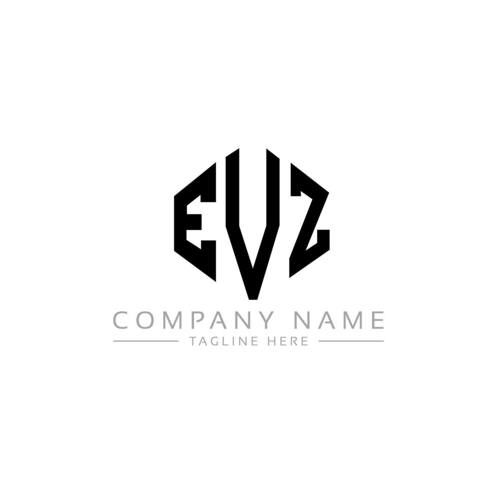 EVZ letter logo design with polygon shape. EVZ polygon and cube shape logo design. EVZ hexagon vector logo template white and black colors. EVZ monogram, business and real estate logo.