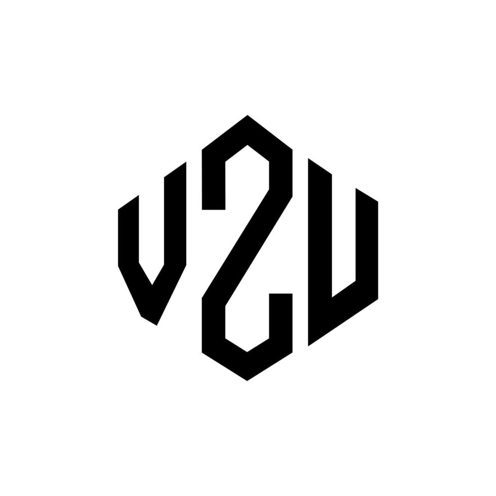 VZU letter logo design with polygon shape. VZU polygon and cube shape logo design. VZU hexagon vector logo template white and black colors. VZU monogram, business and real estate logo.
