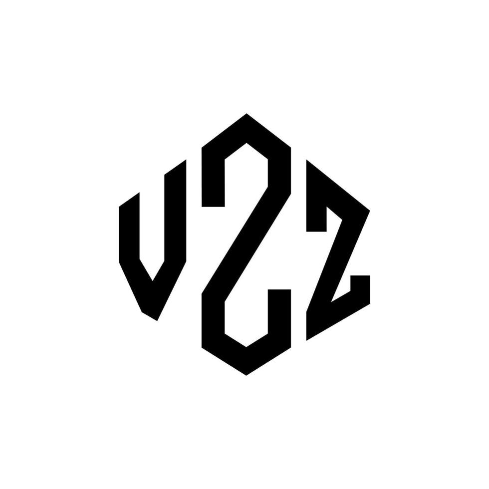 diseño de logotipo de letra vzz con forma de polígono. diseño de logotipo en forma de cubo y polígono vzz. vzz hexágono vector logo plantilla colores blanco y negro. Monograma vzz, logotipo comercial y inmobiliario.