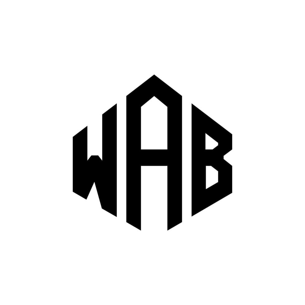 WAB letter logo design with polygon shape. WAB polygon and cube shape logo design. WAB hexagon vector logo template white and black colors. WAB monogram, business and real estate logo.