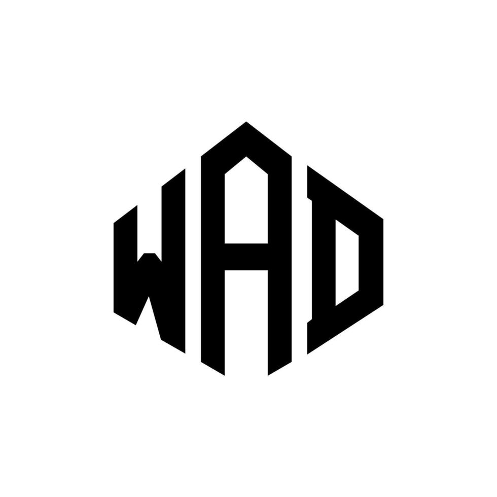 WAD letter logo design with polygon shape. WAD polygon and cube shape logo design. WAD hexagon vector logo template white and black colors. WAD monogram, business and real estate logo.