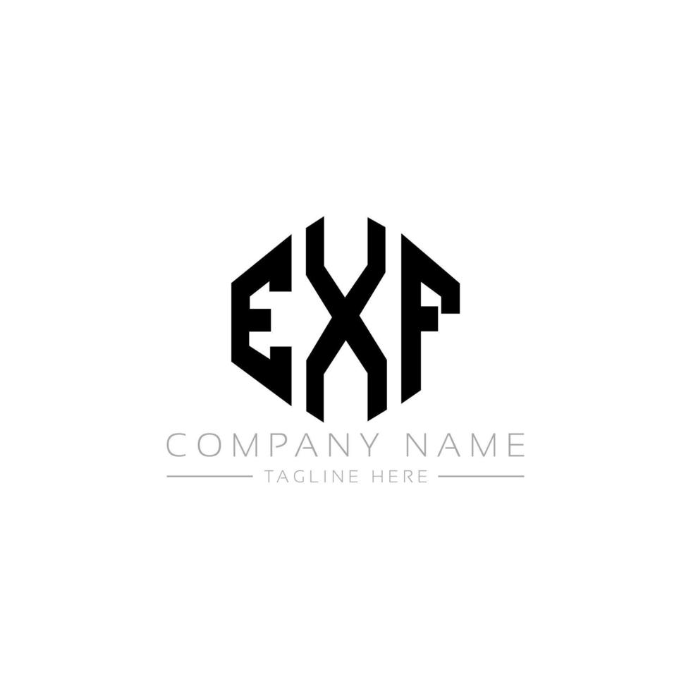 EXF letter logo design with polygon shape. EXF polygon and cube shape logo design. EXF hexagon vector logo template white and black colors. EXF monogram, business and real estate logo.