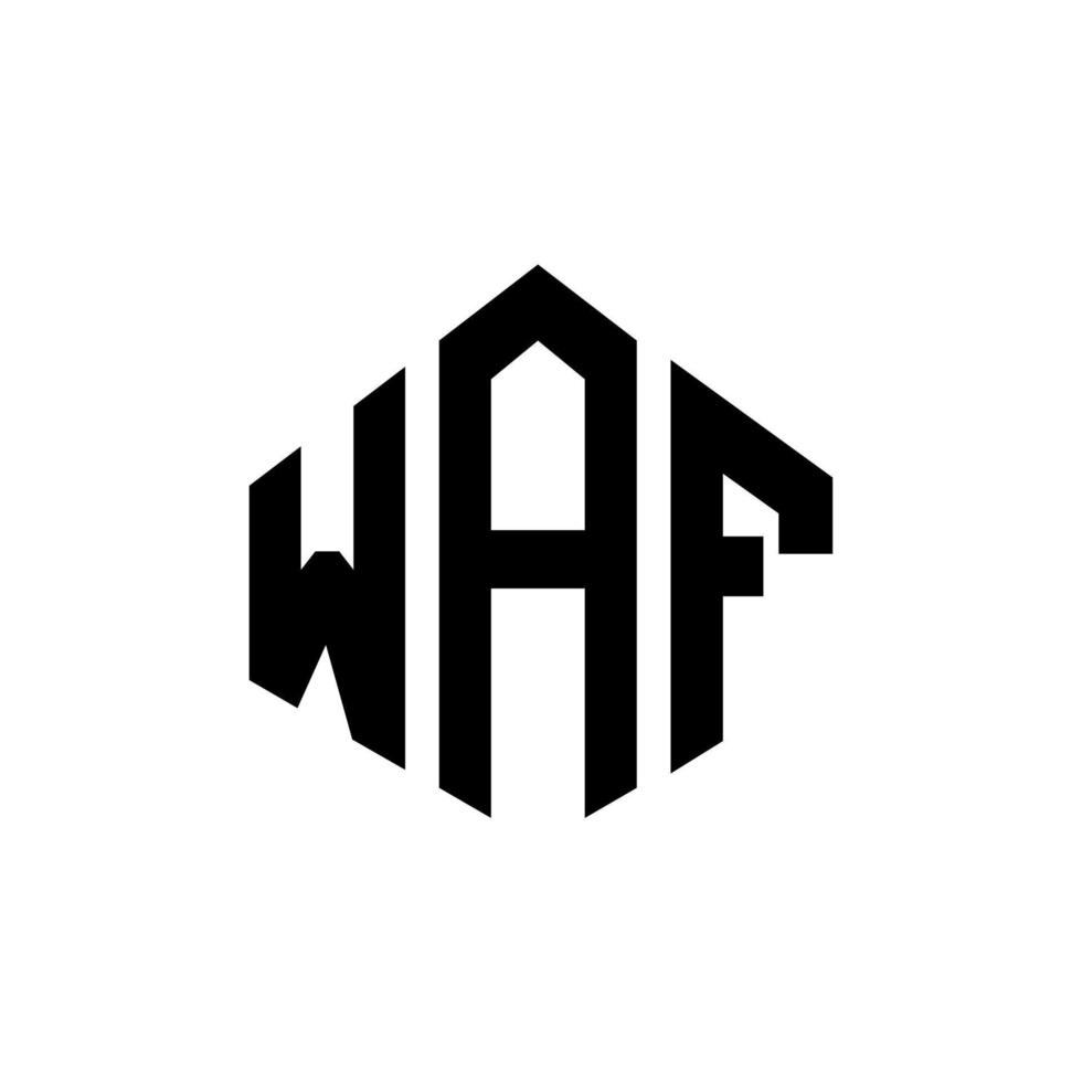 WAF letter logo design with polygon shape. WAF polygon and cube shape logo design. WAF hexagon vector logo template white and black colors. WAF monogram, business and real estate logo.