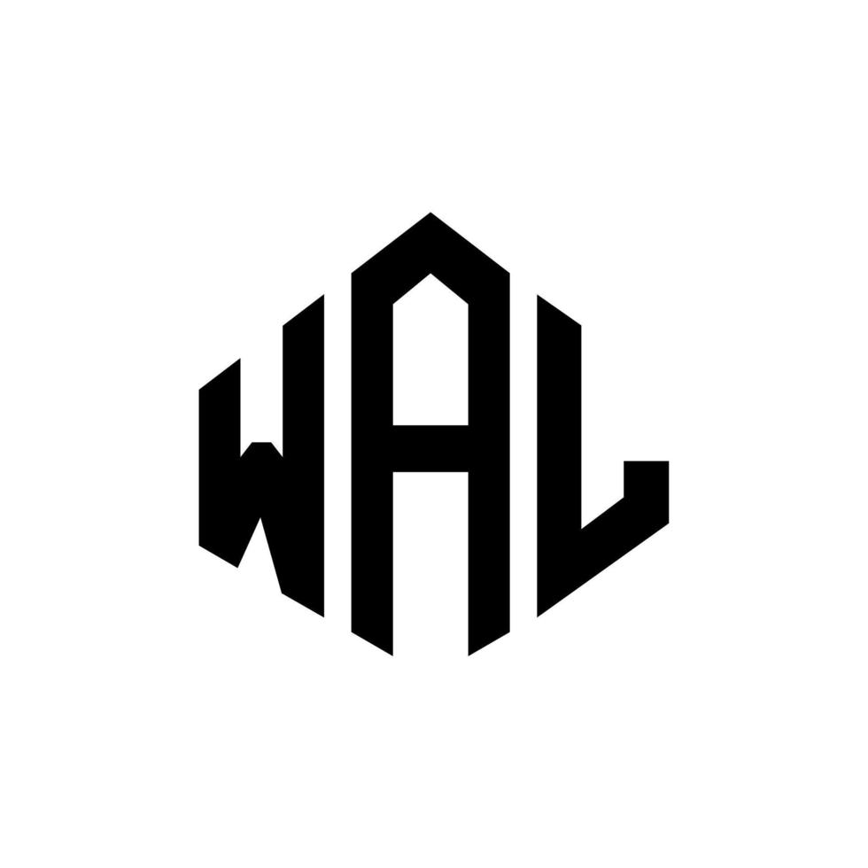 WAL letter logo design with polygon shape. WAL polygon and cube shape logo design. WAL hexagon vector logo template white and black colors. WAL monogram, business and real estate logo.