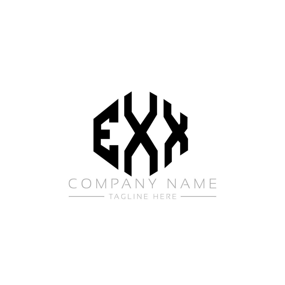 EXX letter logo design with polygon shape. EXX polygon and cube shape logo design. EXX hexagon vector logo template white and black colors. EXX monogram, business and real estate logo.