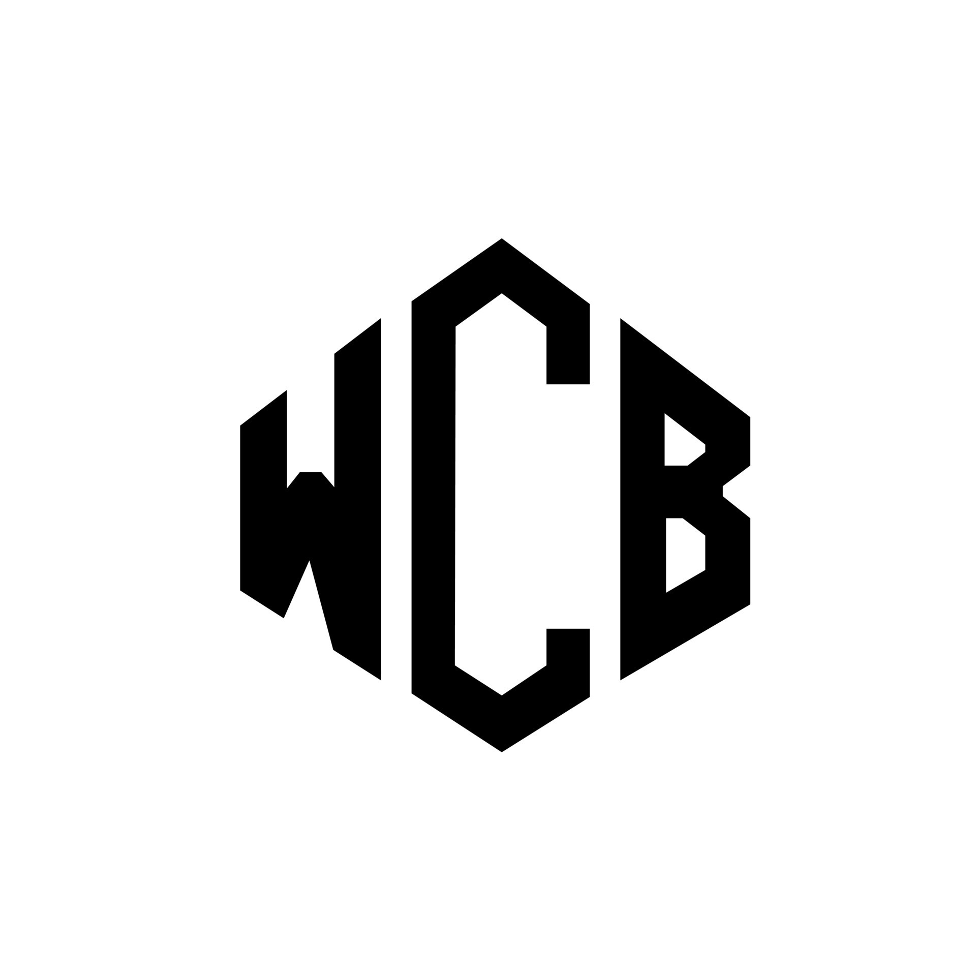 diseño de logotipo de letra wcb con forma de polígono. Diseño de