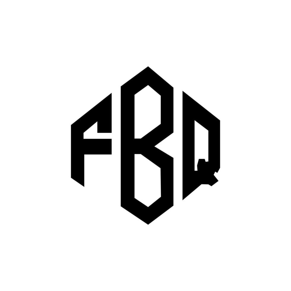 FBQ letter logo design with polygon shape. FBQ polygon and cube shape logo design. FBQ hexagon vector logo template white and black colors. FBQ monogram, business and real estate logo.