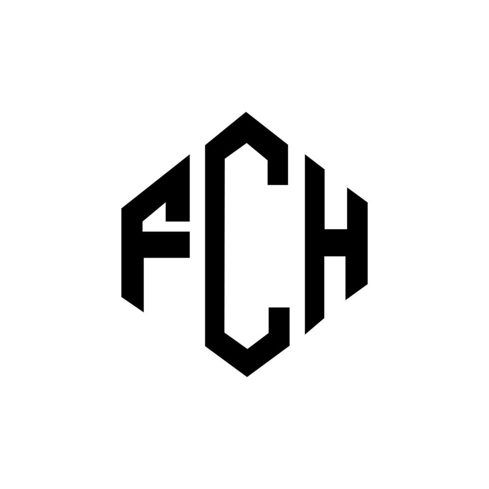 diseño de logotipo de letra fch con forma de polígono. fch polígono y diseño de logotipo en forma de cubo. fch hexágono vector logo plantilla colores blanco y negro. monograma fch, logotipo empresarial y inmobiliario.