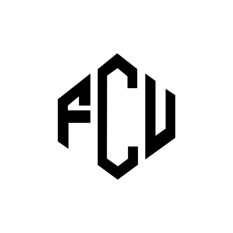 diseño de logotipo de letra fcu con forma de polígono. diseño de logotipo en forma de cubo y polígono fcu. fcu hexágono vector logo plantilla colores blanco y negro. monograma fcu, logotipo comercial y inmobiliario.