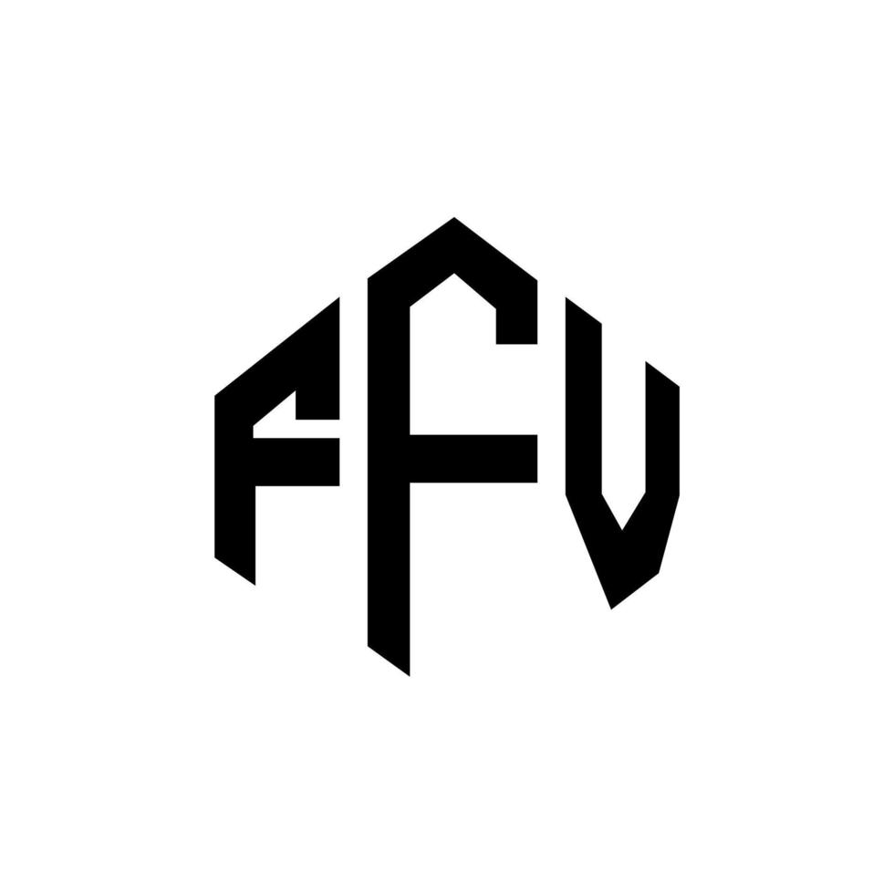 diseño de logotipo de letra ffv con forma de polígono. Diseño de logotipo en forma de cubo y polígono ffv. ffv hexágono vector logo plantilla colores blanco y negro. Monograma ffv, logotipo empresarial y inmobiliario.