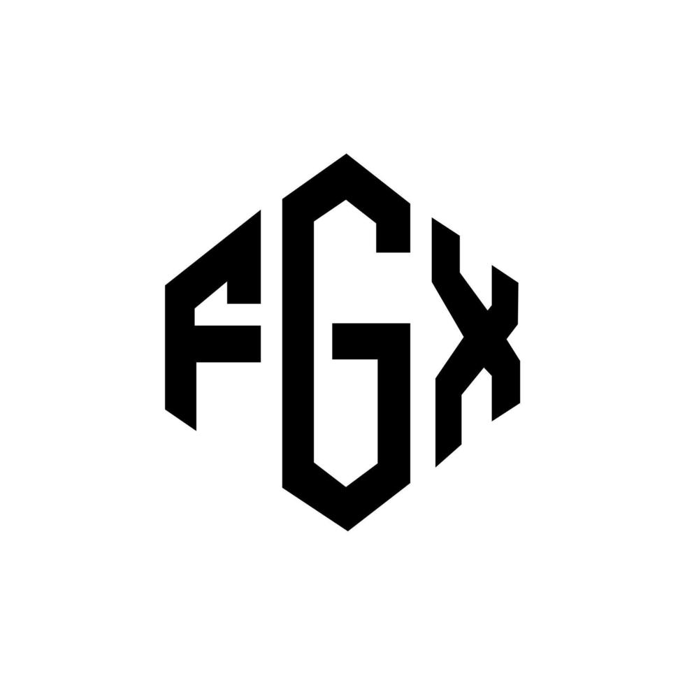 FGX letter logo design with polygon shape. FGX polygon and cube shape logo design. FGX hexagon vector logo template white and black colors. FGX monogram, business and real estate logo.