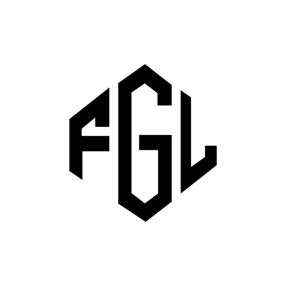 FGL letter logo design with polygon shape. FGL polygon and cube shape logo design. FGL hexagon vector logo template white and black colors. FGL monogram, business and real estate logo.