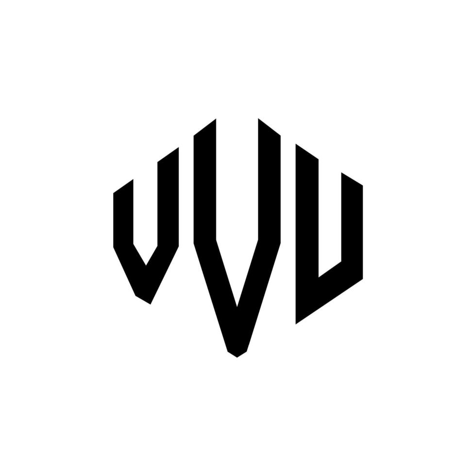 VVU letter logo design with polygon shape. VVU polygon and cube shape logo design. VVU hexagon vector logo template white and black colors. VVU monogram, business and real estate logo.